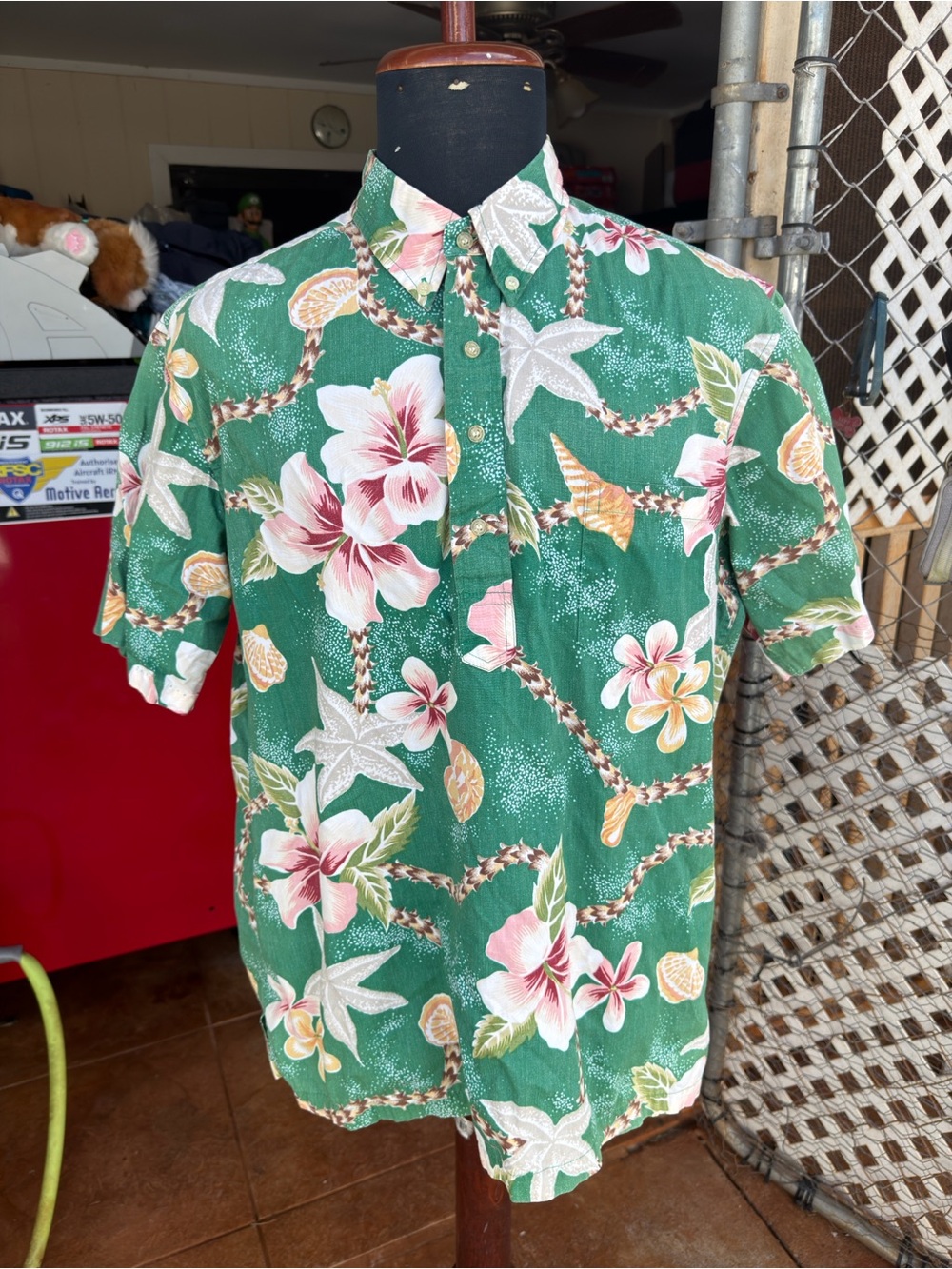 PreOwned Reyn Spooner Alfred Shaheen Hawaiian Print 3/4 Button Men's XL